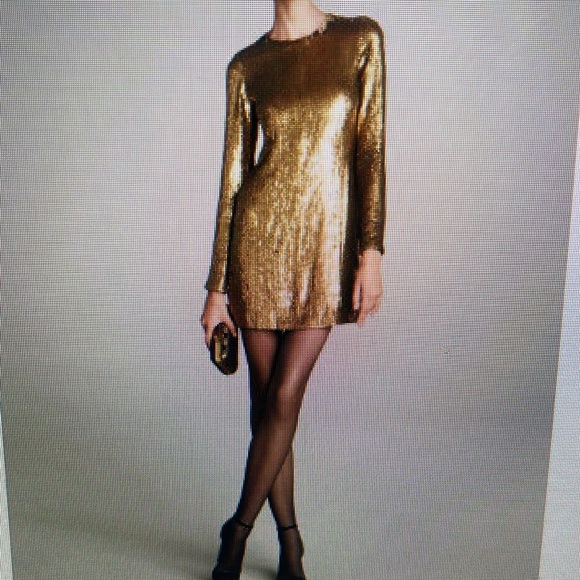 NWT Diane von Furstenberg Pauletta embellished gold sequin silk dress. 10 - Picture 2 of 12